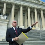 mike-pence Our Congressman, Mike Pence, took us on a tour of the Capitol Building. Here he points out some of the other buildings in the area.